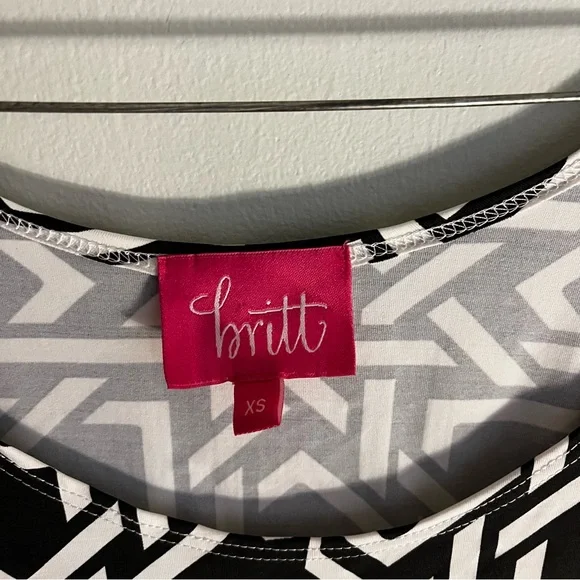 Britt Black and White Patterned Long Sleeve Dress xs - Picture 3 of 3